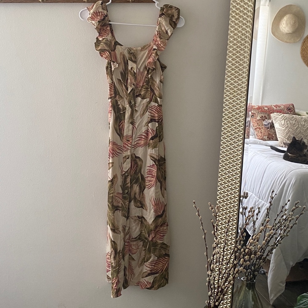 Tropical palm midi billabong dress